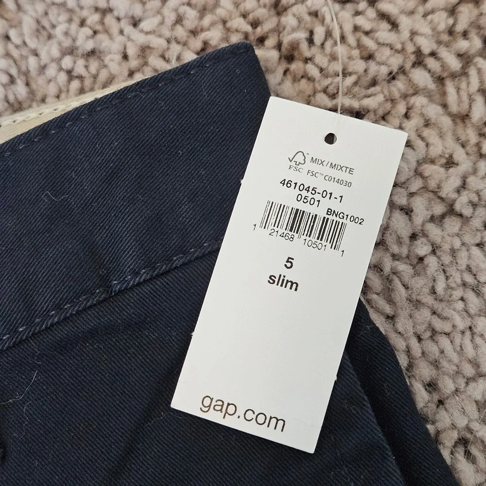 Gap Chino Shorts Kids 5 Lot‎ of 2 Navy Blue Black NEW Adjustable Waist Uniform